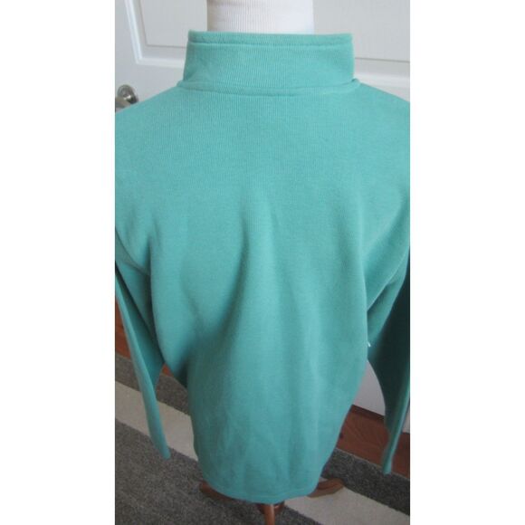 Bob Mackie Laser Cut Zip Front Embroidered Long Sleeve Teal Green Mock Collar Lg - Picture 3 of 4